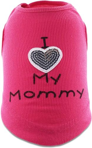 Small Dog Clothes XXS Puppy Dogs Shirt I Love My Mom Mommy Dad Daddy Dog T Shirts for Small Dogs