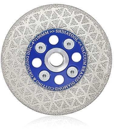 SHDIATOOL Diamond Cutting Grinding Discs - 100MM Granite Saw Blade Double-Side Vacuum Brazed Tile Diamond Blade Triangle Shape for Marble Concrete Stone Porcelain Ceramic M14 Thread