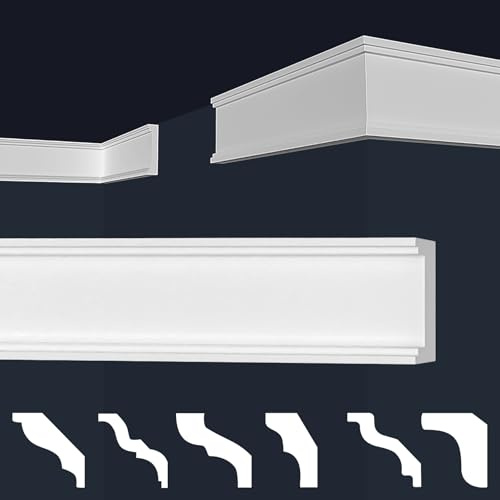 MARBET DESIGN Molduras de XPS Poliestireno blanco - Molduras de pared de remate E-Molduras - (30 metros / 15 tiras E-29)