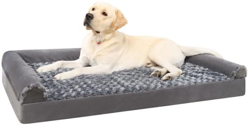 KSIIA Cama Perro Grande, Cama Ortopédica para Perros (105x70x18cm) Desenfundable y Lavable, Sofá para Perros, Gris XL