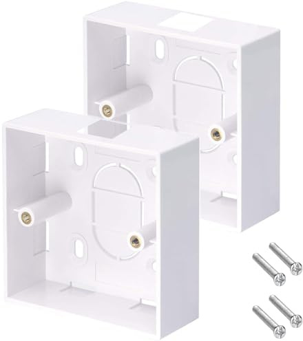 Acmerota 2Pack Surface Mount Back Box,Detachable top Design Single Surface Pattress Box Ethernet Back Box for Faceplates Fits Wallplate Faceplate,for Network Sockets,34mm Deep