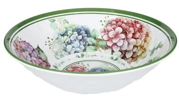 Brandani 51194 CIOTOLA FLORA MELAMINA, cm d 28x9h, decori floreali, delicate ortensie e foglioline, Lavastoviglie, BPA free