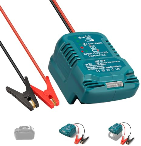 OGJUNX Starthilfe Powerbank für Makita 18V Akku, Starter Powerbank Adapter mit Starthilfekabel 11AWG-Kabel, 12V Autobatterie Booster für SUV Motorrad Rasenmäher Motoren 3.5L Benzin und 6.5L Diesel