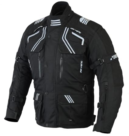 Herren Motorradjacke, Wasserdicht mit CE Protektoren, Herausnehmbares Innenfutter, 12 Taschen, Abriebfest - Perfekt für Touring & Biker (DE/NL/SE/PL, Alphanumerisch, XXL, Regular, Regular, Schwarz)