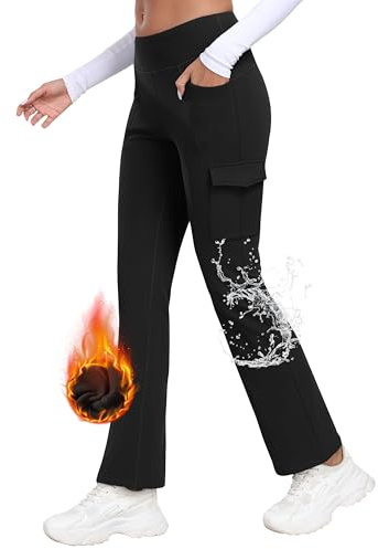 MoFiz Pantalon de randonnée pour Femme Imperméable Taille Haute Thermique Pantalon de Yoga Stretch avec Poches