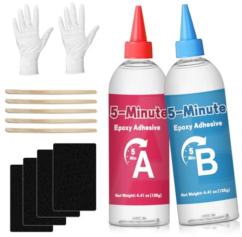 EIGTWEN Pegamento epoxi, 2 x 125 ml, pegamento de resina epoxi de 5 minutos, transparente, resistente al calor, para metal, plástico, madera, cerámica