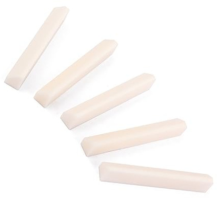 5 Stück Gitarren Sattel aus Knochen, Unregelmäßige Selbstgemacht Rohlinge | 35 X 6, 5x5mm, Beige, für Akustikgitarre und Banjo, Zubehör für Saiteninstrumente