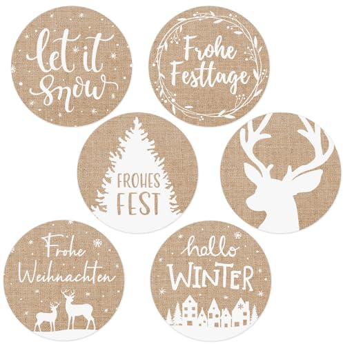 120 Stück 4cm Frohe Weihnachten Aufkleber Selbstklebend Weihnachtsaufkleber Weihnachtssticker Dekosticker Party Sticker Geschenk Etiketten Geschenkaufkleber für Geschenkbeutel Candy Box (Weiß)