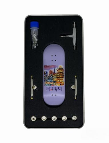 LEEFAI Pro Fingerboard Complete maples Wood, Mini Finger Skateboard Setup, 34 x 96 mm, Op3ra v2-Orient Vibes