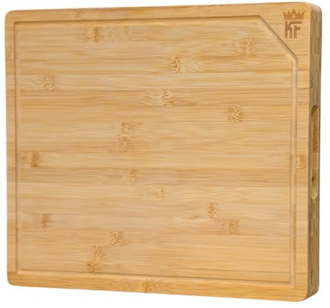 KF Extra Large Wooden Cutting Board - Durable Bamboo Butcher Block with 7 Layers - Non Toxic and Thick - Perfect Bamboo Cutting Boards for Kitchen