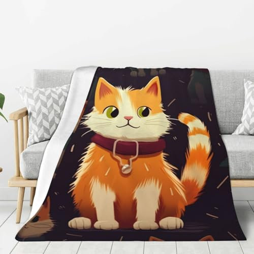 Flanell-Überwurfdecke, schöne Katzendecken für Couch, waschbar, leichte Decke für Bett, weiche Fleecedecke, 101,6 x 76,2 cm, Klimaanlage, warme Plüschdecken für alle Jahreszeiten