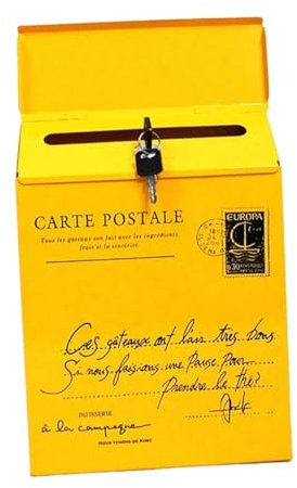 Boîte aux lettres murale jaune décorative moderne avec clés pour la maison ou le bureau