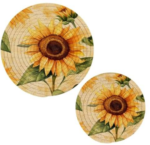 JUMBEAR 2 sottopentola a girasoli per pentole calde e padelle e presine, tappetini rotondi in corda di cotone, cuscinetti caldi per cucina, sottobicchieri, tovagliette, poggia cucchiaio per cucinare e