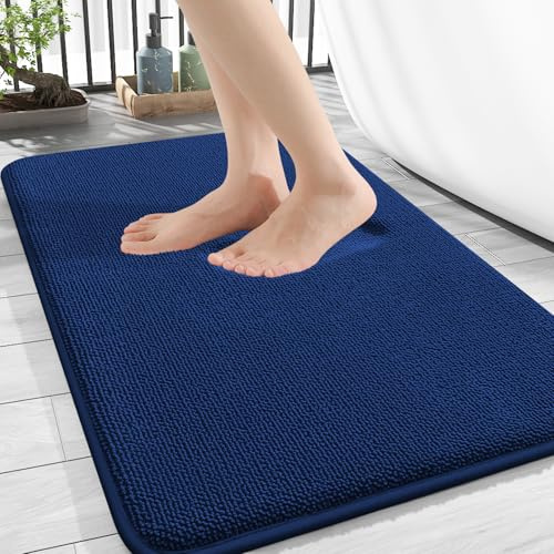 Homaxy Memoryschaum Badezimmerteppich Badematte - 40x60 cm, Marine Blau | komfortabel&dick, hervorragende wasseraufnahme, rutschfeste PVC-rückseite, maschinenwaschbar, pflegeleicht, breite anwendung