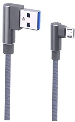 Homoyoyo Micro USB Cable 1m Braided Right Angle 90 Degree Charger Cord | Metal Nylon Build, Dc 5v 2.4a Rating, USB 2.0 to Micro Usb, Grey Finish