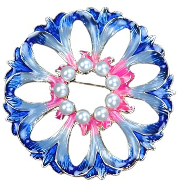 Broches & Épinglettes pour Femme Vintage Métallique Broche Couronne de Bleuet Bleu et Violet Broche Perles Gradient Pistile, nomal, Cuir