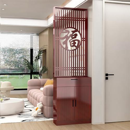 ZYZSY Raumteiler BüCherregal, Wand Trennwand Holz Lamellen Säulen, freistehende Trennwand mit Ständer, für Büro Schlafzimmer Esszimmer Arbeitszimmer Balkon(Mahogany)