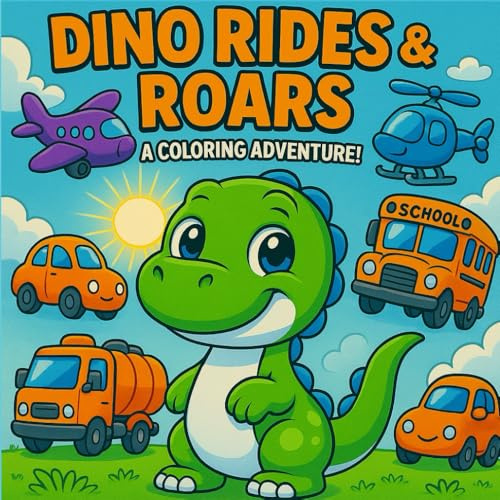 Dino Rides & Roars: A Coloring Adventure!: 50 Roaring and Rolling Dinosaur-Vehicle Mashups for Toddlers to Color!