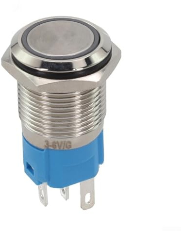 Interruttore a pulsante a LED in acciaio inox da 16 mm, funzione di auto-reset, resistente alle intemperie IP66, perfetto per ambienti ad alto traffico e pannelli di controllo (bianco)