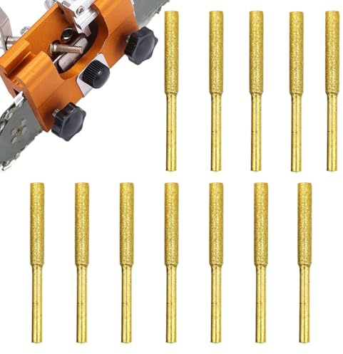 Kit di nitidezza della a catena - Files di pietra di Burr placcati in titanio, teste di macinazione diamantate ad alta durezza, set di 12 pezzi compatibile con un trapano o strumento rotante
