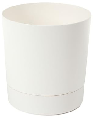 LAMELA Bac À Plantes avec Soucoupe Intégrée, Largeur 20 cm – 4,7L – Pot De Fleur Crème pour Intérieur & Extérieur – Résistant Aux Intempéries & Facile À Entretenir