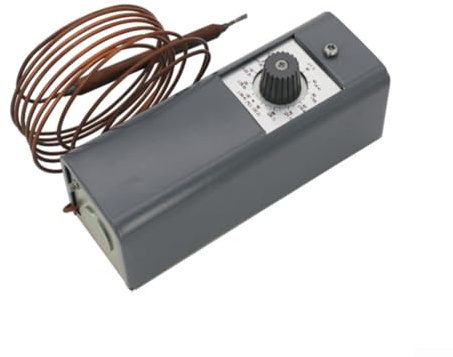 Manual Control Refrigerator Thermostat W1609101 with Analog Temperature Display Dual Scale Fahrenheit and Celsius Wall Mounted Switch Style Closes on Rise