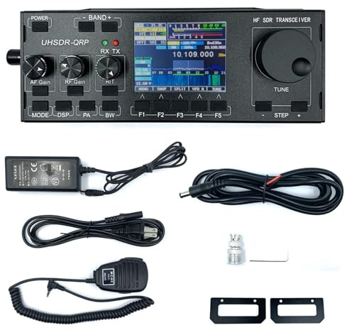 Qusedwey 1Set MCHF V0.6.3 HF SDR Ricetrasmettitore QRP Ricetrasmettitore Amatoriale Ham Radio + Alimentazione + Microfono Spina UE