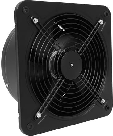 Bdneygtyr frånluftsfläkt 220 V 107 W, metallväggfläkt 2677 m³/h luftflöde badrumsfläkt köksfläkt tyst inbyggd fläkt med bakventil, 35 x 35 cm