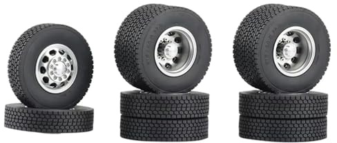 Ferngesteuerte Autoreifen Kompatibel Mit Tamiya Für Scania 1/14 RC Sattelauflieger Traktor LKW Autoteile Metall Vorder- Und Hinterradfelgen Nabe Mit 22 Mm Gummireifen