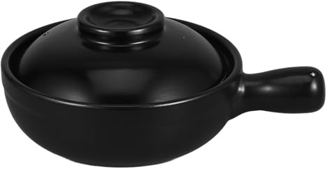 UKCOCO Olla de Barro Tradicional con Tapa Cazuela Cerámica Resistente al Calor para Arroz y Guisos Olla Pequeña para Cocina Diaria y Microondas Diseño Auténtico para Sabor Original