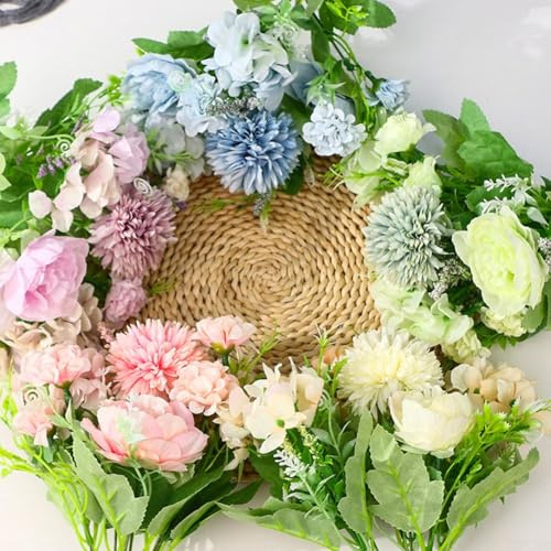 Confezione da 4 steli di fiori in seta per matrimoni, peonie e ortensie realistiche per decorazione (viola)