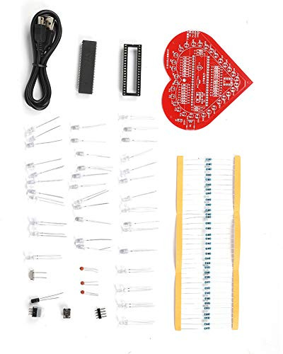 Chiyyak Lumière en Forme de Cœur DIY, Kit de Circuit électronique de Module MCU avec Jeu de Puces Professionnelles, pour une Installation Facile et des Performances Supérieures