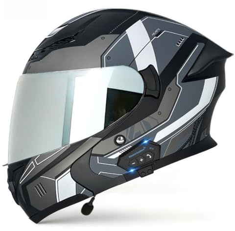 Modularer Motorradhelm Klapphelm Integrierter Bluetooth Motorrad Helm Mit Doppelvisier Motocrosshelme Sturzhelm Für Damen Herren ECEDOT Zertifiziert Scooter Roller Helm