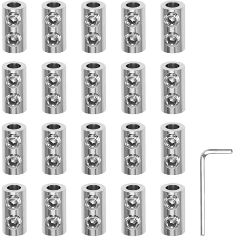 21 Stück Drahtseilklemme, Silberfarben 1.5-2 mm Seilklemme Set, starke Seilklemmen als Kabelklemme und Seilschloss, für Outdoor, Camping, Industrie（mit Schraubenschlüssel）