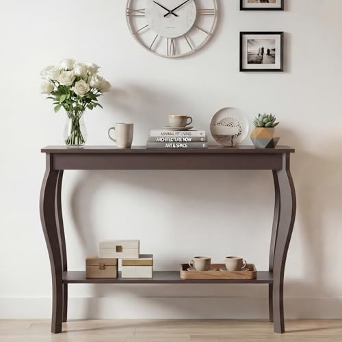 ChooChoo 39 Narrow Entryway Table with Storage Shelf, Espresso