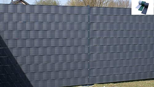 Sichtschutzstreifen aus Polypropylen für Doppelstabmatten Gartenzaun Zaunfolie Windschutz Zaun blickdicht anthrazit (RAL 7016) - 50 m