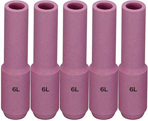 RIVERWELD WIG Aluminiumoxid-Düsen Keramik-Schutzbecher 10N48L #6L 9,5 mm Passend für DB PTA SR WP 17 18 26 TIG-Schweißbrenner Packung mit 5 Stück