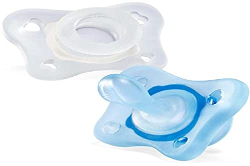 Chicco PhysioForm Mini Lumi aus Silikon 2-6 Monate, 2 Stück, unterstützt die physiologische Atmung und fördert die korrekte Mundentwicklung, leuchtet im Dunkeln, neutral