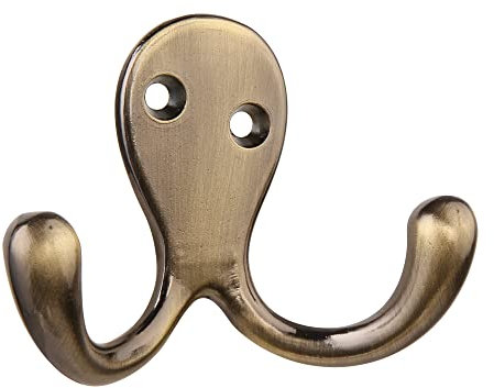 HASWARE 6 Gancho para bata de doble punta, con 12 uds. Tornillos, ganchos montados en la pared, colgadores de alta resistencia para sombrero, corbata, ropa, abrigos, llaves de toalla (latón antiguo)