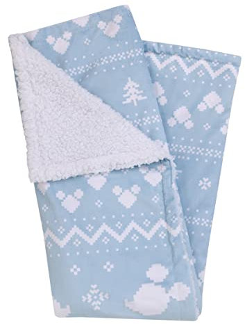 Disney Mickey Mouse Babydecke, superweich, Sherpa-Babydecke, Blau und Weiß
