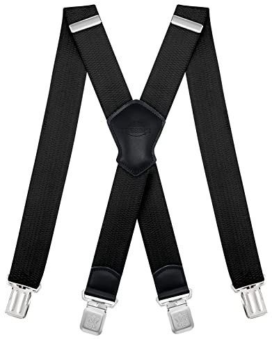 Dresime Bretelle da Uomo per pantaloni con 4 clip forti 4 cm di larghezza, per Uomini e Donne Grandi e alti Larghezza Regolabile di Elastiche e Forma a X Elastica