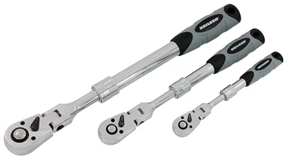 Neilsen CT5797 3pc Extending Ratchet with 18 Degree Swivel Head Set - Includes 1/4in, 3/8in, and 1/2in Drive with 72 Tooth Mechanism