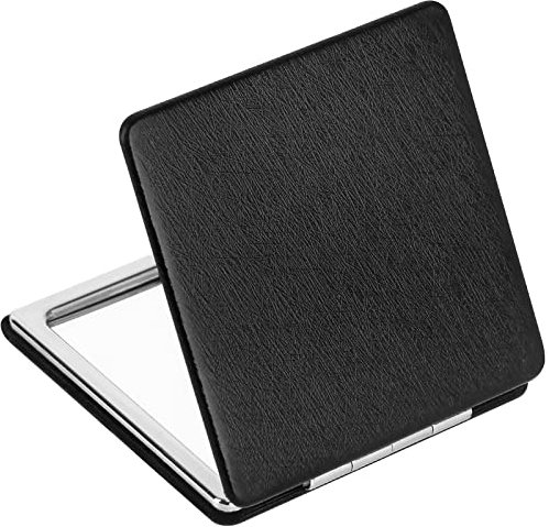 YTZJ Direct Premium Compact Makeup Mirror for Men, Women and Girls, Black Portable Travel Vanity Mirrors for Pocket Wallet Purse Handbag, Foldable 2-Sided Magnifying Cosmetic Mirror