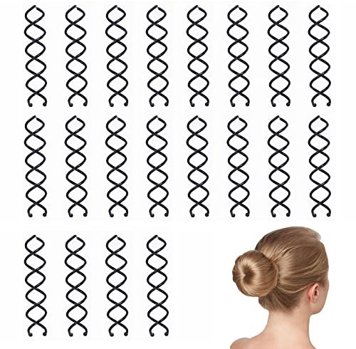 Spiral Pin, Spirale Haarspange, Haarstyling Spiralförmig, Spiral-Haarspange, Spirale Haarspange Spiral Pin Spirale Haar Clip Spin Clip Brötchen Haarnadel für DIY Haar Stil 20 Stück, Schwarz