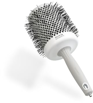 Olivia Garden Expert Blowout Shine - White & Grey - 80 - Keramikbeschichtete Rundbürste für geschmeidiges Ausblasen, krausfreies Haar & strahlenden Glanz
