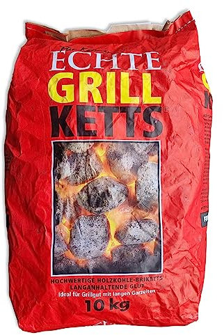 10kg Premium Grillbriketts Grillketts „100% Made IN Germany“ Kohle Holzkohle für Kugelgrill Holzkohlegrill ideal für Dutch Oven Smoker Briketts Grill Kohle