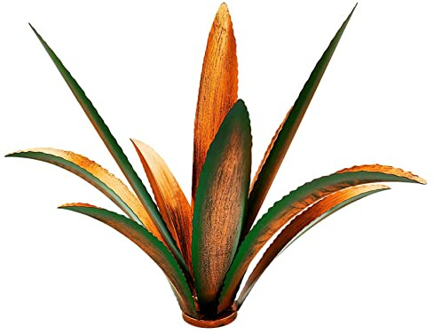 Jorzer Yter Yard Art métal Fleurs extérieure décor de Tequila Sculpture 9 Feuilles Metal Agave Yard Art Tequila Rustic Jardin Statue for Yard, Jardin pelouse Ornements (Vert)