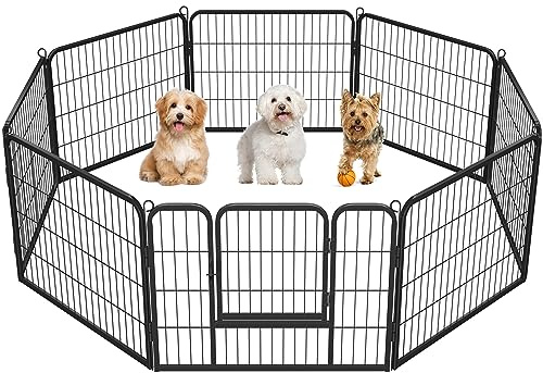 Yaheetech Parc pour Chien 8 Panneaux Chenil Enclos en Métal 80 x 60 cm Noir