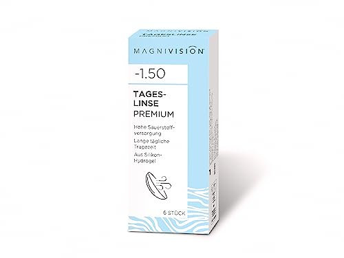 MAGNIVISION Tageslinsen Premium weiche Kontaktlinsen für -5,00 dpt. | 6 Stück | BC 8.6 | DIA 14.2 | mit Silikon-Hydrogel-Material & UV-Filter für lange Tragezeiten | ohne Konservierungsstoffe