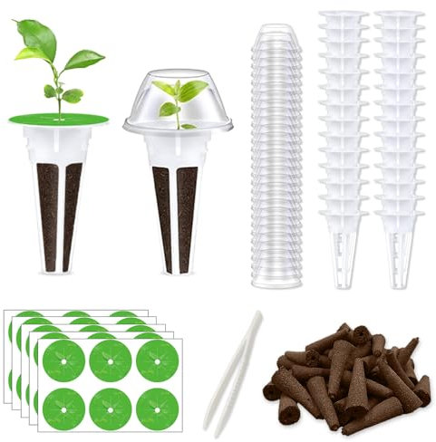Casenly 121 Stück Wachstumsschwämme Kit, 30 Stück Ersatz Zuchtschwämme, Anzuchtsysteme Kit mit 30 Etiketten 30 Pflanzenkorb, Hydroponische Anzuchtsysteme Pflanzenschwamm für Garden Haus Labor